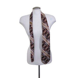 Vintage Pierre Cardin Creation Mens Neck Tie Gold Brown Printed